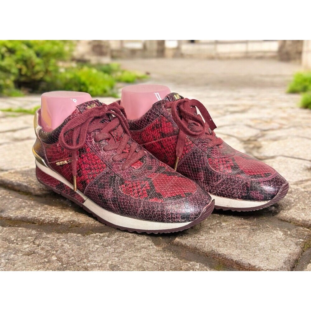 Michael Kors Burgundy and Gold Women's Sneakers